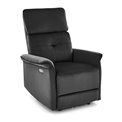 Electric recliner Hemiro, black velvet, USB charging socket, W90-170x80cm, H92-108cm, seat H46cm