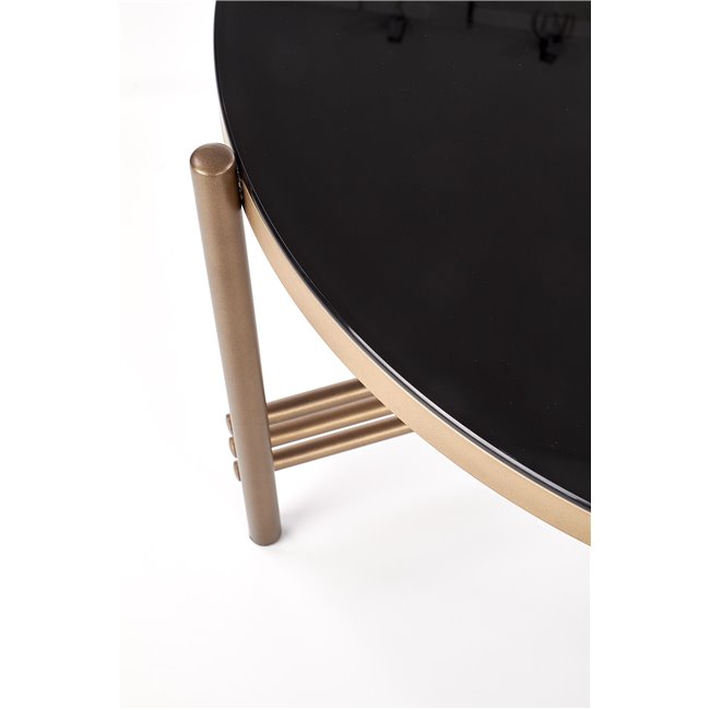 Coffee table Haismena, gold/black, glass/steel, D80cm, H41cm