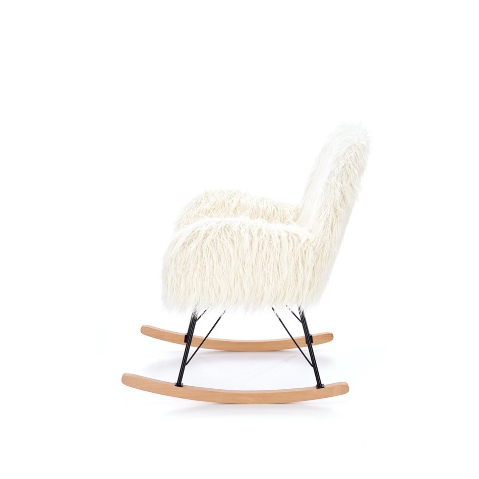 Rocking chair Haustin, cream/black/natural, H100x72x94cm, seat H50cm