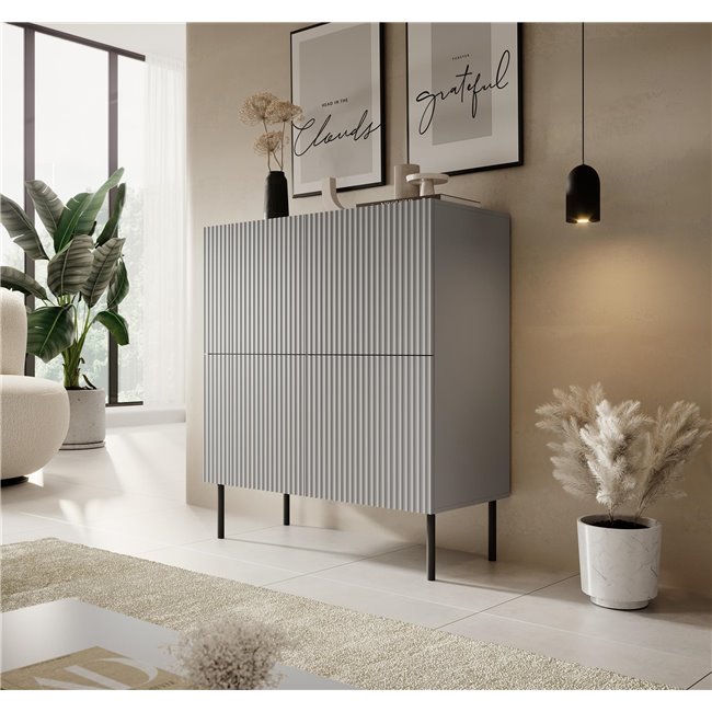 Sideboard Hasensio, light grey/black, MDF/metal, H110x100x42cm