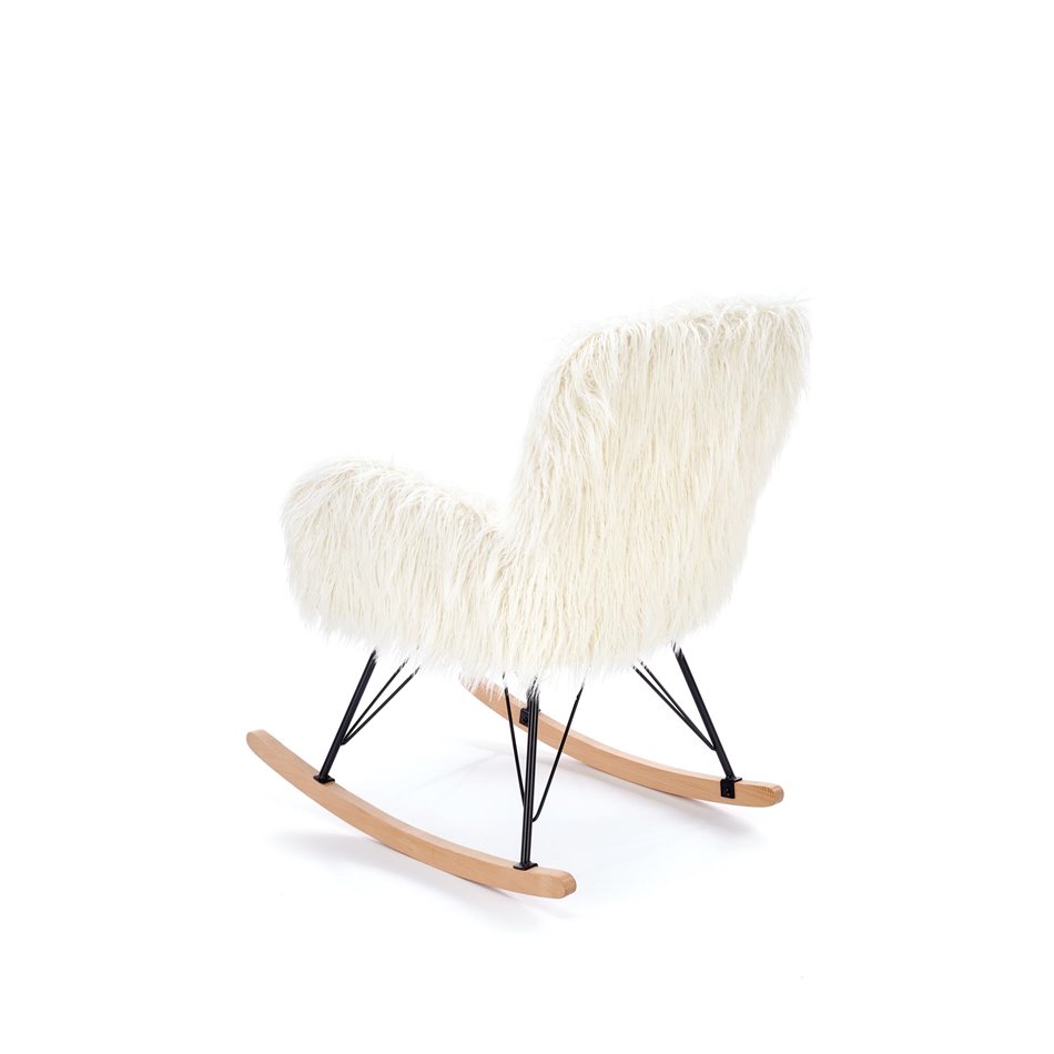 Rocking chair Haustin, cream/black/natural, H100x72x94cm, seat H50cm