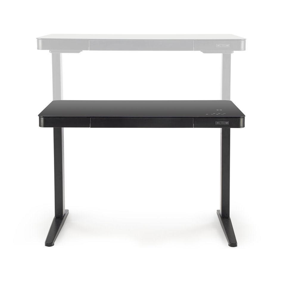 Письменный стол Harloque, с электронной регулировкой высоты, черный, стекло/сталь, H77-120x120x60см