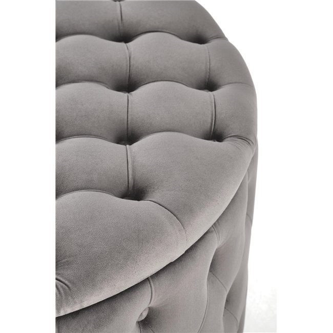 Ottoman with storage box Hunez, grey velvet, D70cm, H40cm