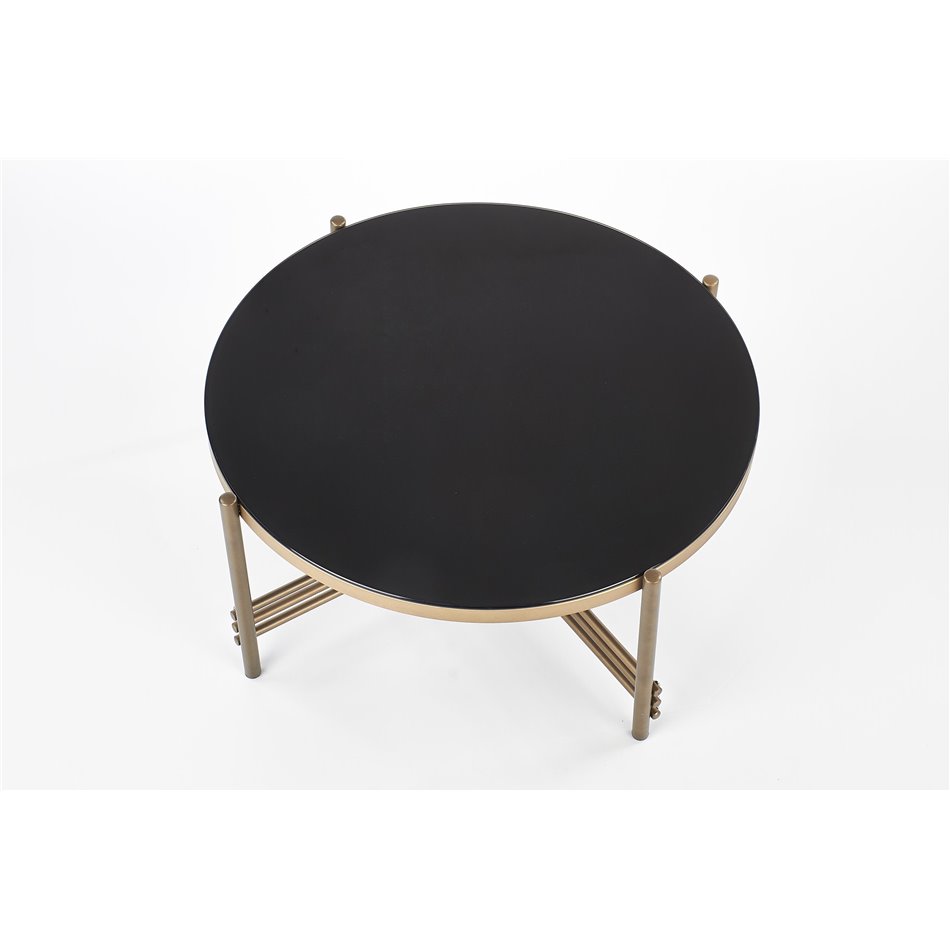 Coffee table Haismena, gold/black, glass/steel, D80cm, H41cm