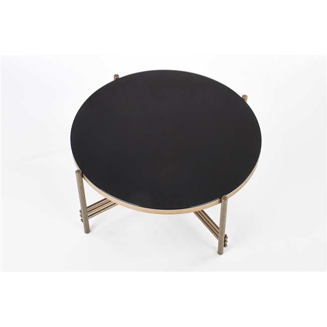 Coffee table Haismena, gold/black, glass/steel, D80cm, H41cm