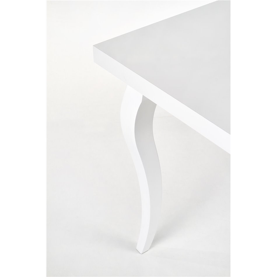 Dining table Hozarto 180, white, MDF/steel, W140-180x80cm, H75cm