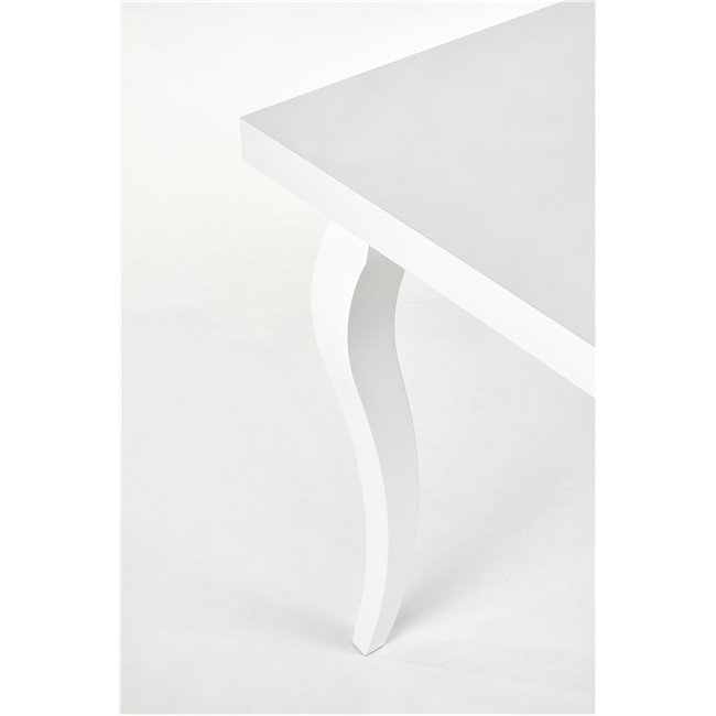 Dining table Hozarto 180, white, MDF/steel, W140-180x80cm, H75cm