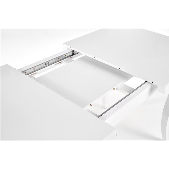 Dining table Hozarto 180, white, MDF/steel, W140-180x80cm, H75cm