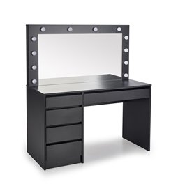 Туалетный столик с зеркалом Holwud XL, черный, МДФ/LED подсветка, H140x120x55см