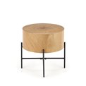 Side table Haroklyn, natural oak/black color, MDF/steel, D45cm, H45cm