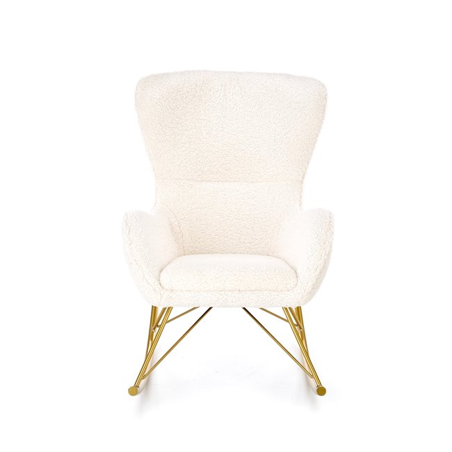 Rocking chair Hilberto, cream color boucle fabric, H78x77x67cm, seat H45cm