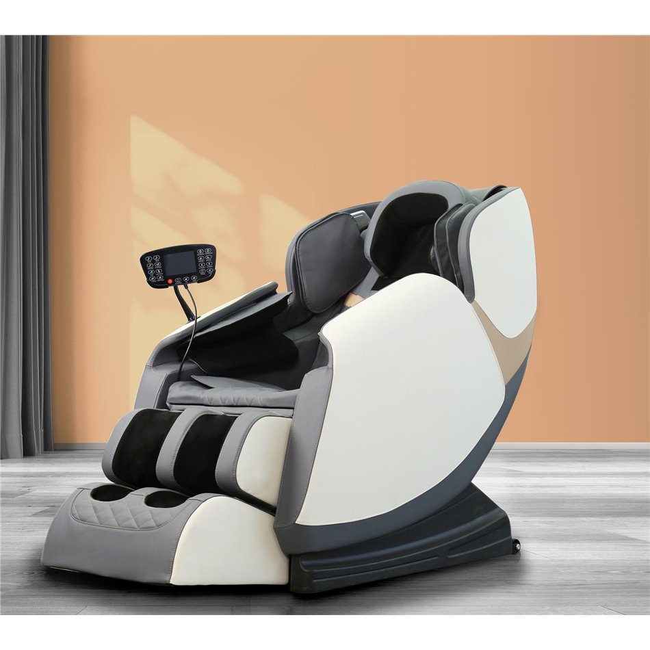 Massage chair with heating function Holar, cream/grey  W140-187x72cm, H105-85cm