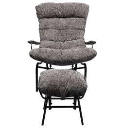 Armchair Vienna Swing and stool, gray color,105x83x52cm