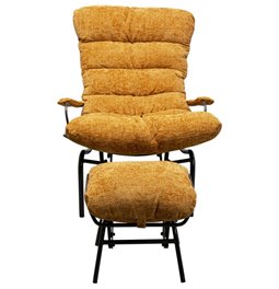 Armchair Vienna Swing and stool, yellow color, 105x83x52cm