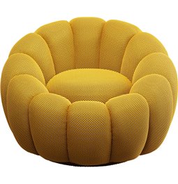 Swivel armchair Peppo Bloom, yellow, H66xD94cm