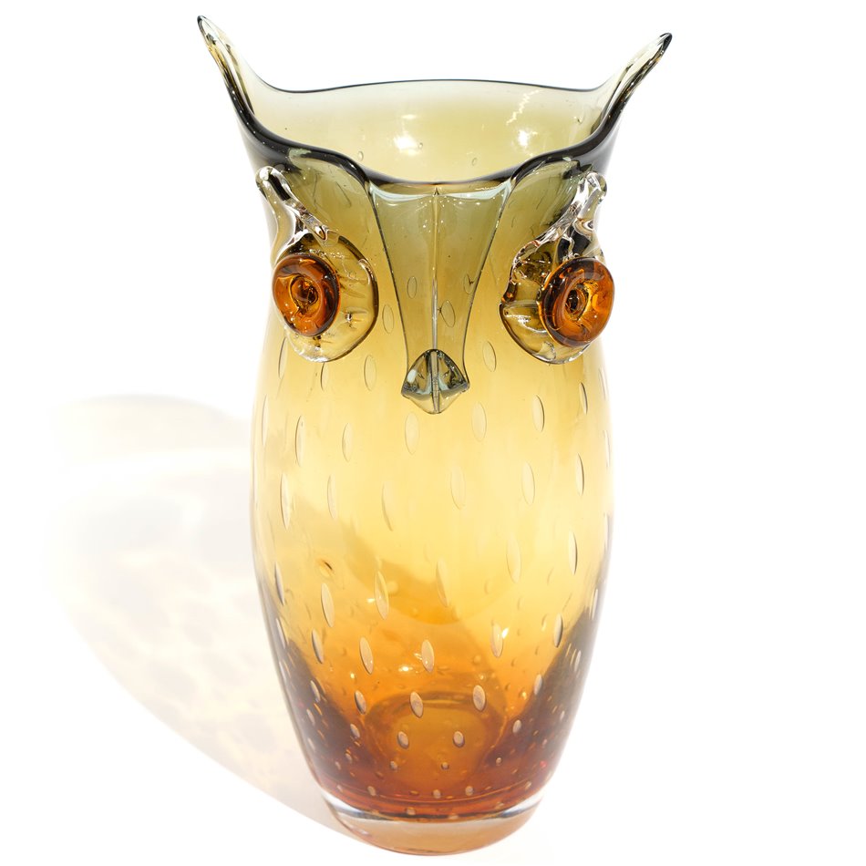 Vase Owl, glass, H27x12x14cm
