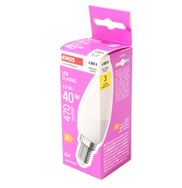 LED Bulb CLS Candle NW E14 4.2W, 470lm, 4000K, H10cm D3.5cm