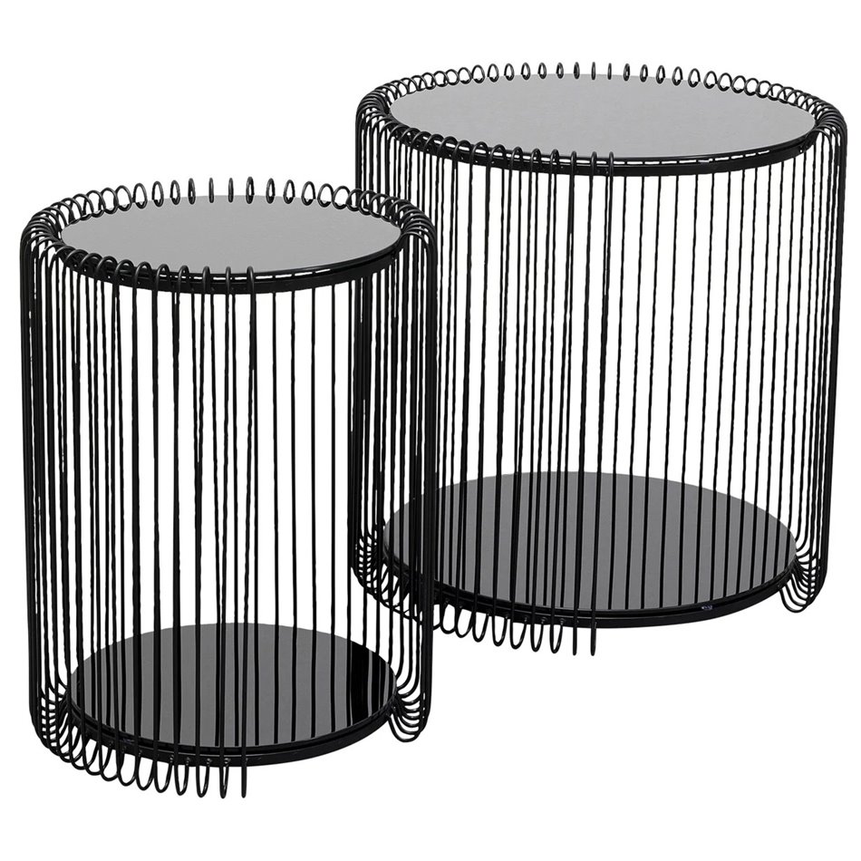 Side table set Wire Double, 2 pcs, black, H46xD45cm