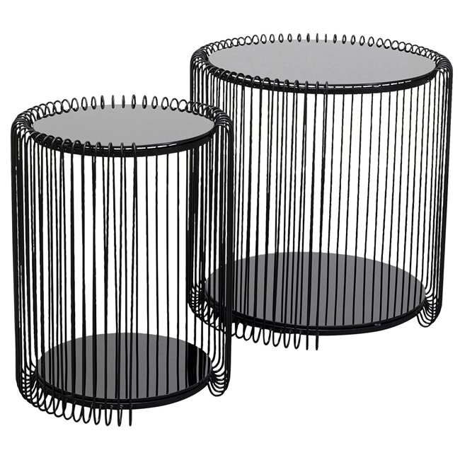 Side table set Wire Double, 2 pcs, black, H46xD45cm