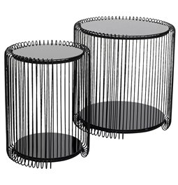 Side table set Wire Double, 2 pcs, black, H46xD45cm