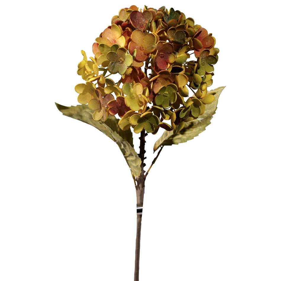 Dekoratīvs zieds Hydrangea, dzeltens/sarkans/zaļš, H74cm