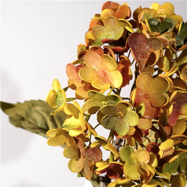 Dekoratīvs zieds Hydrangea, dzeltens/sarkans/zaļš, H74cm