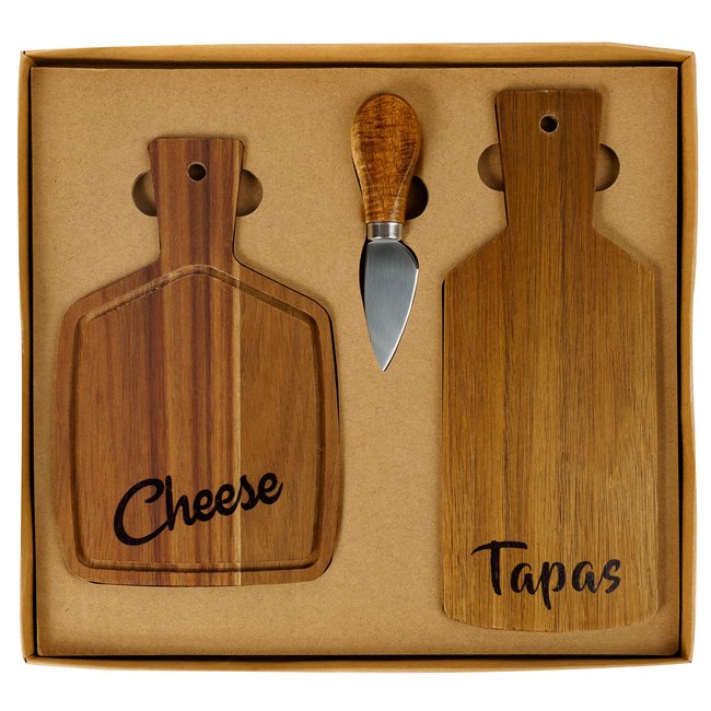 Acacia wood cheese plate Cheese/Tapas, set of 3 pcs., H19-23x12-9cm