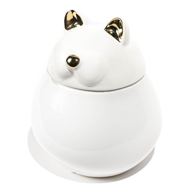 Decorative jar box Gledy, white/gold, 14x12.5x16cm