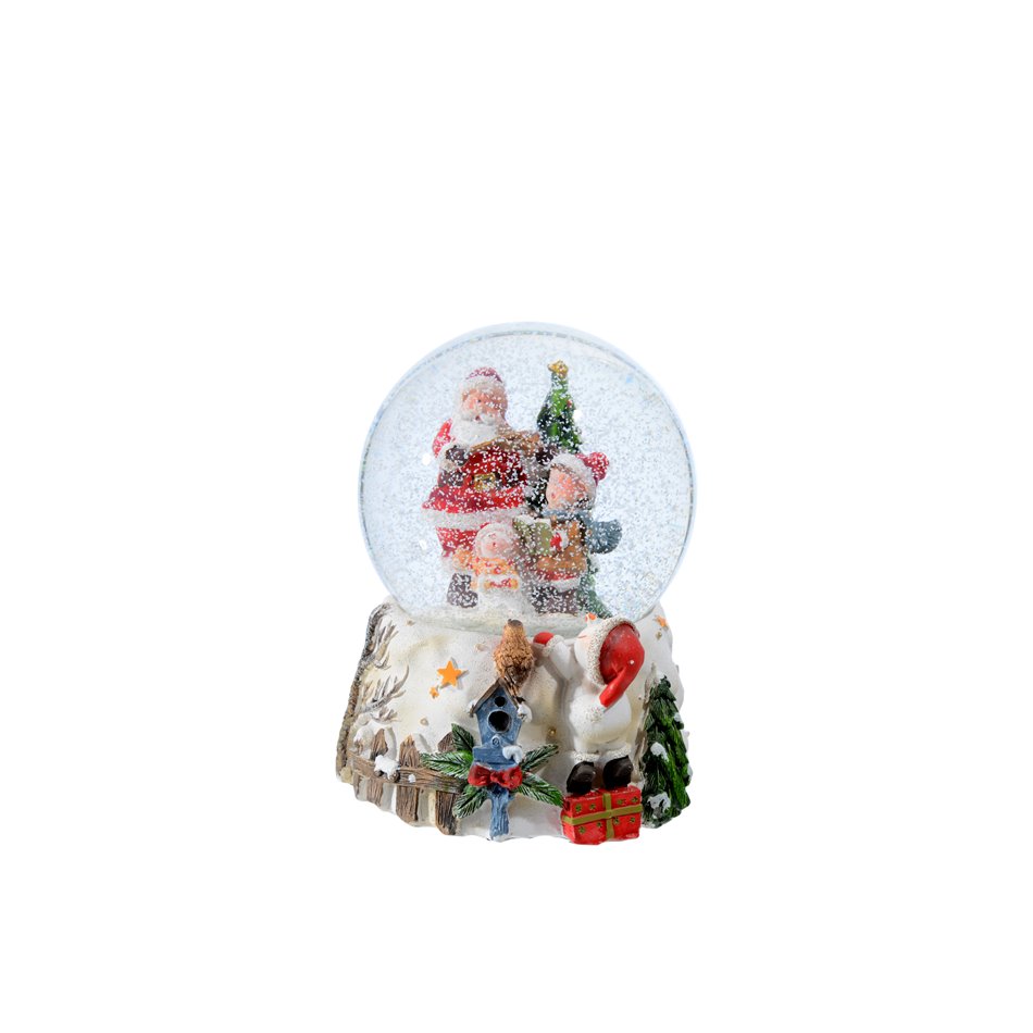 Muzikālā sniega bumba Santa ar egli, 14x10cm