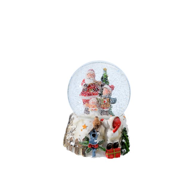 Muzikālā sniega bumba Santa ar egli, 14x10cm
