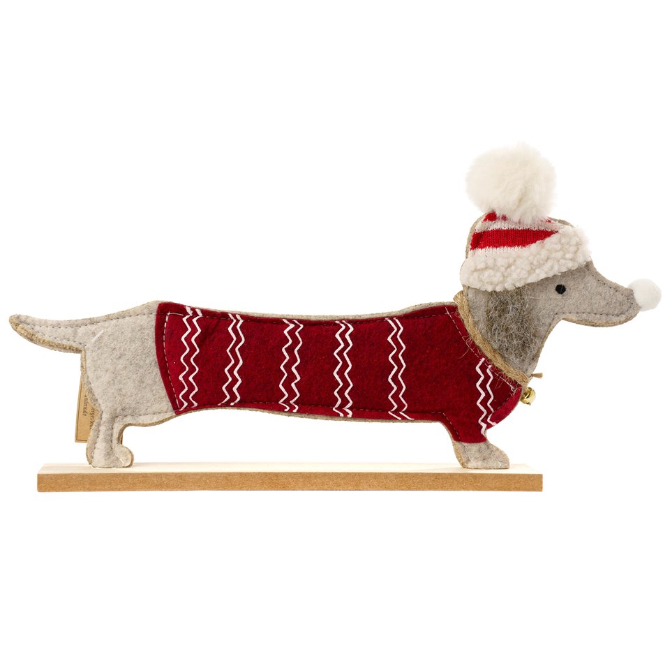 Stand dachshund of red felt, 33x18x4cm