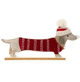Stand dachshund of red felt, 33x18x4cm