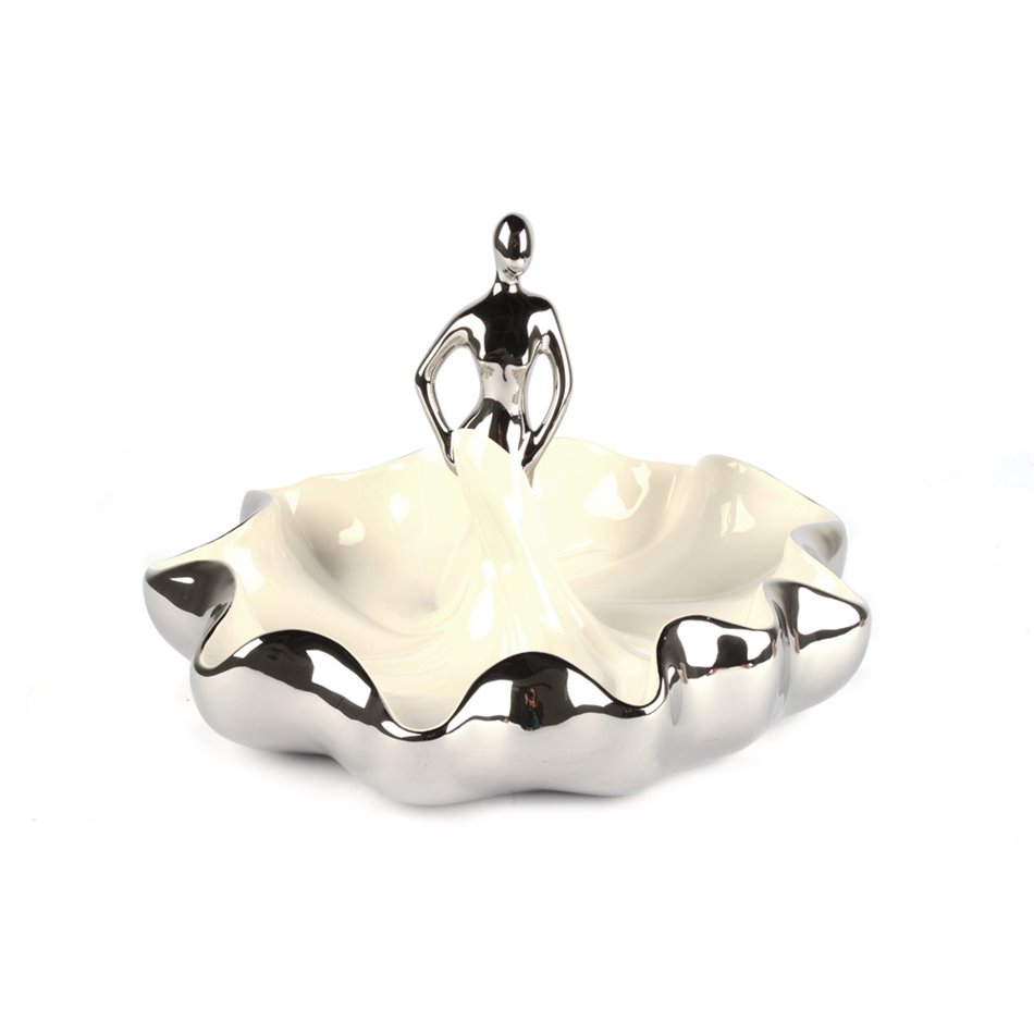 Декоративное блюдо Madame, цвет белый/серебристый, 32х30,5х22см.