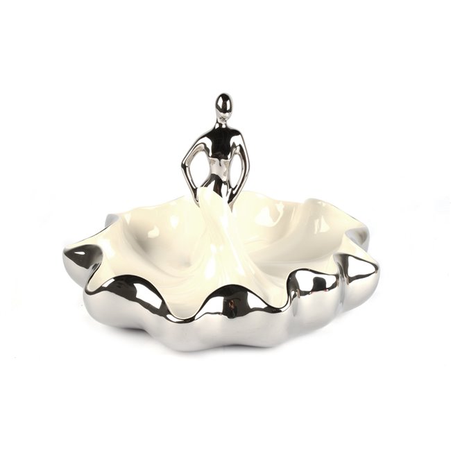 Декоративное блюдо Madame, цвет белый/серебристый, 32х30,5х22см.