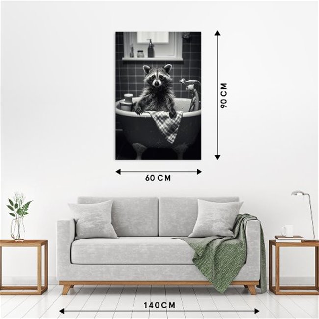 Digitalprint Raccoon Shower, glass, 90x60cm
