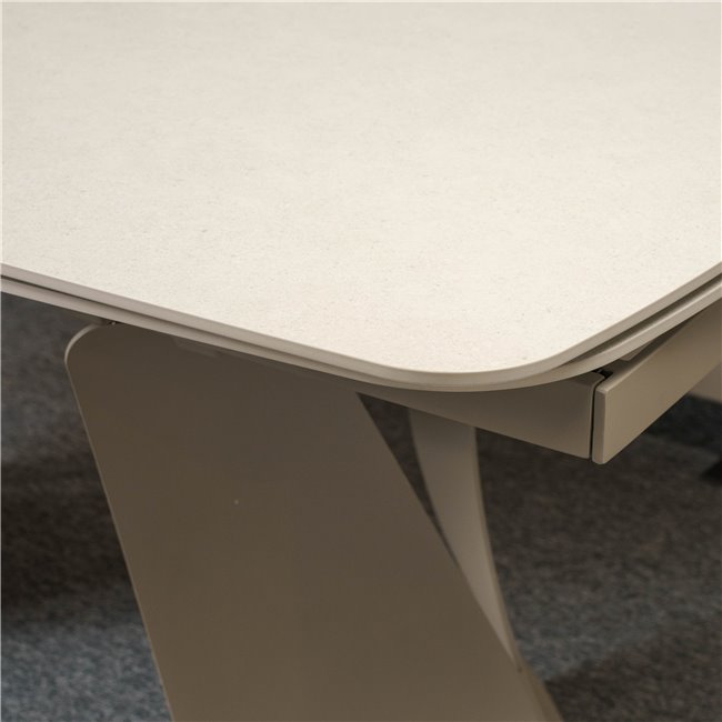 Раздвижной обеденный стол Raita 031, спеченный камень/металл, кремовый цвет, 160-240x90cm H75cm