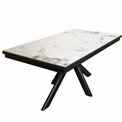 Extendable dining table Reibeka 017, sintered stone/metal, white, 160-276x90cm H75cm