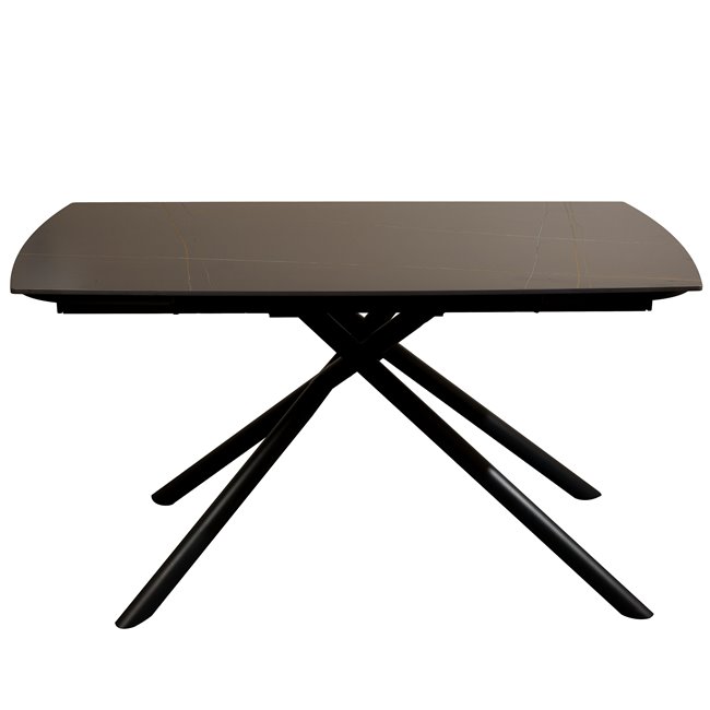 Extendable dining table Roberta 002, sintered stone/metal, black, 140-200x80cm H75cm