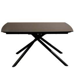 Extendable dining table Roberta 002, sintered stone/metal, black, 140-200x80cm H75cm