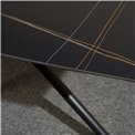 Extendable dining table Roberta 002, sintered stone/metal, black, 140-200x80cm H75cm