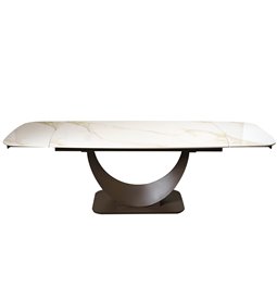 Extendable dining table Ruana 015, sintered stone/metal, cream, 160-240x90cm H75cm