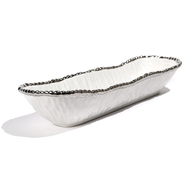 Декоративное блюдо Галла, цвет белый/серебро, 34х10,5х6,5см.