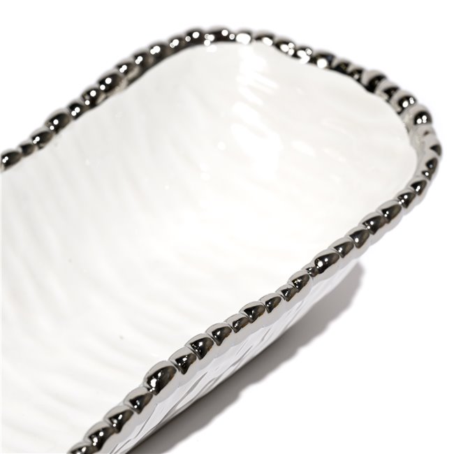 Декоративное блюдо Галла, цвет белый/серебро, 34х10,5х6,5см.