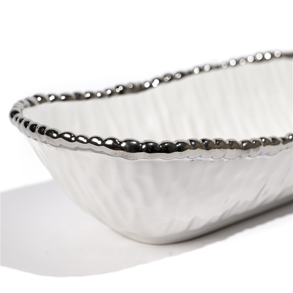 Декоративное блюдо Галла, цвет белый/серебро, 34х10,5х6,5см.