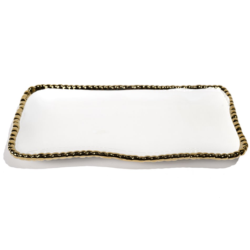Декоративное блюдо Гави, цвет белый/золотой, 25,5х13х2,5см.