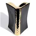 Vase Grette, black/ gold color, 15.5x15x23.5cm
