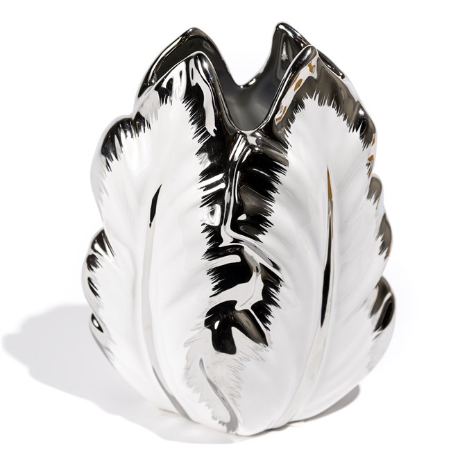 Vase Grette, white/silver color, 12x8x27cm