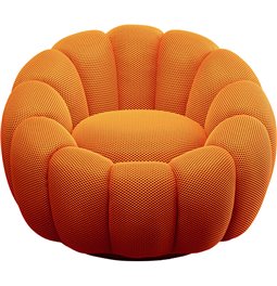 Swivel armchair Peppo Bloom, orange, H66xD94cm, seat height 40cm