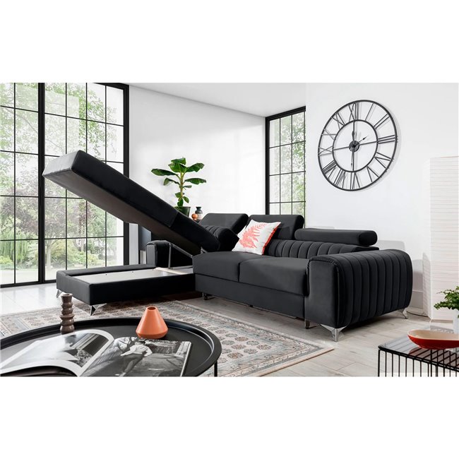 Угловой диван Elgrayson L, Velvetmat 6, серый, H98x275x205см