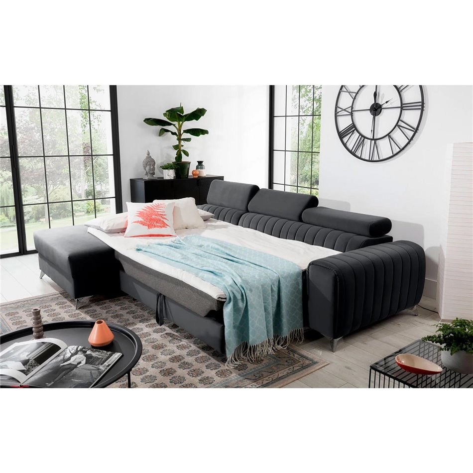 Угловой диван Elgrayson L, Velvetmat 6, серый, H98x275x205см